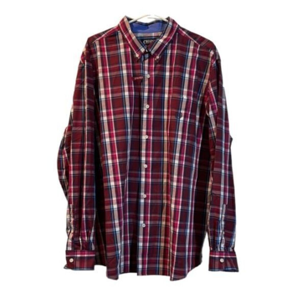 Men's Chaps Long Sleeve Stretch Easy Care Shirts Red Plaid Size XXL NWOT #1793